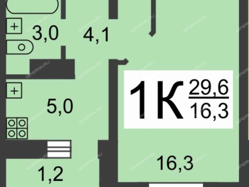 однокомнатная квартира на Народной улице дом 37А