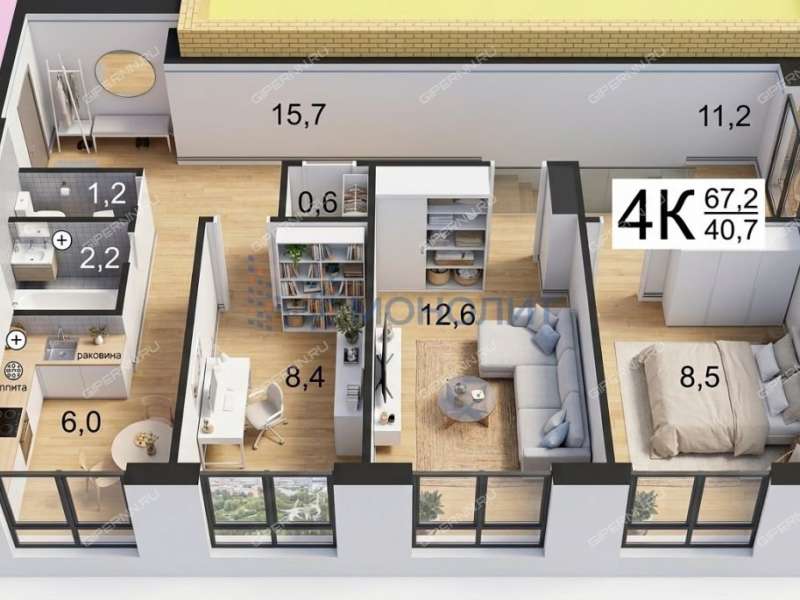 четырёхкомнатная квартира в Костромском переулке дом 1