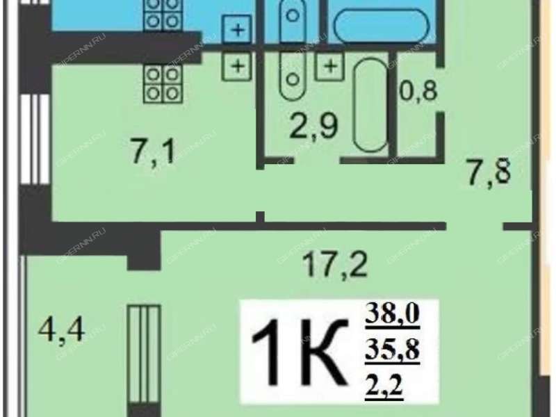 однокомнатная квартира на улице Героев Космоса дом 24