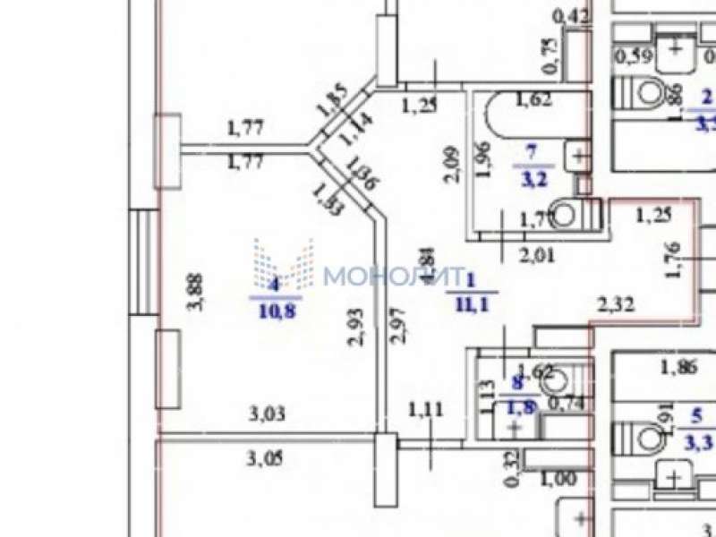 трёхкомнатная квартира на Русской улице улице дом 4 деревня Анкудиновка