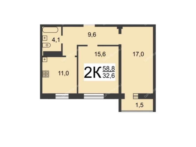 двухкомнатная квартира на Южном бульваре дом 18