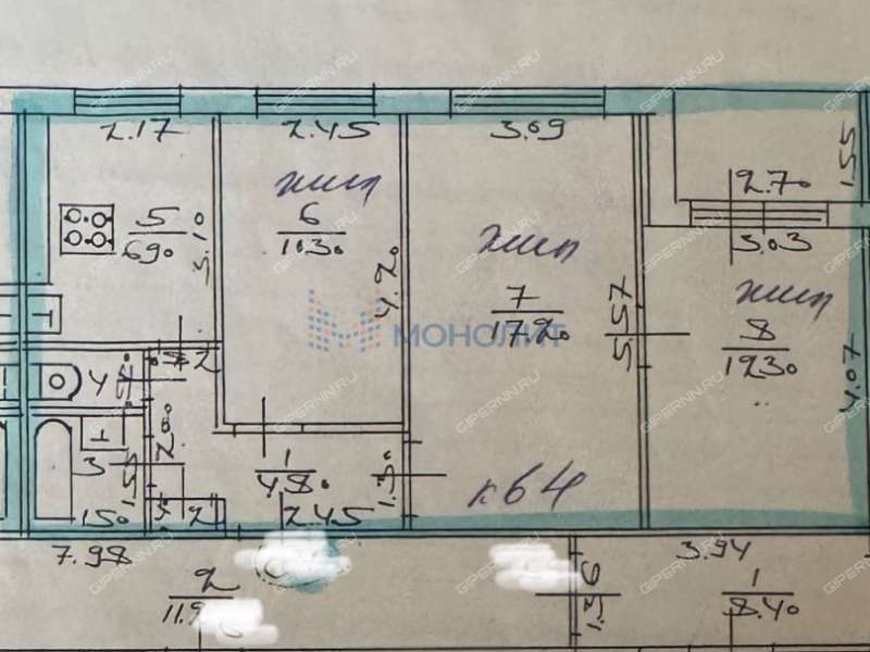 трёхкомнатная квартира на улице Строкина дом 3А