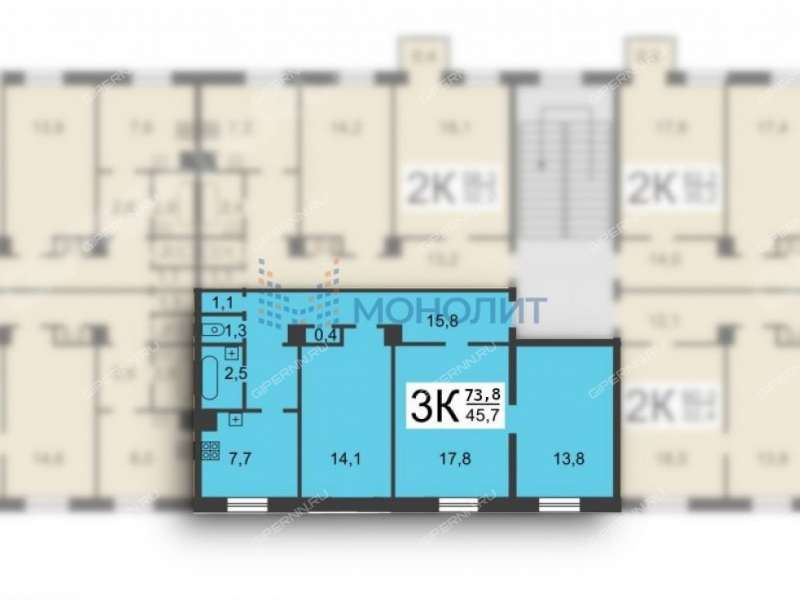 трёхкомнатная квартира на проспекте Гагарина дом 110