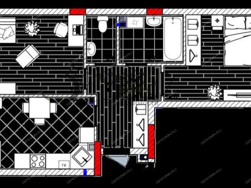 двухкомнатная квартира в новостройке на Зеленхозовской улице