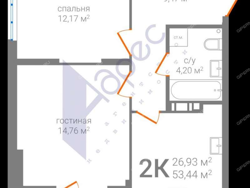 двухкомнатная квартира на улице Новикова-Прибоя