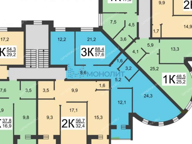 трёхкомнатная квартира на улице Бурденко дом 35