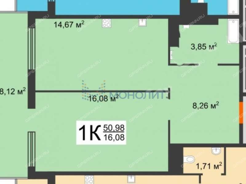 однокомнатная квартира на улице Тимирязева дом 9 к2