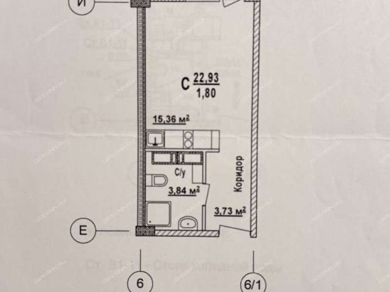 квартира-студия на Южном бульваре дом 15
