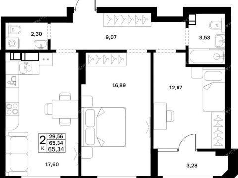 2-komnatnaya-v-granicah-ulic-strazh-revolyucii-gvardeycev-50-letiya-pobedy-evgeniya-nikonova-17 фото