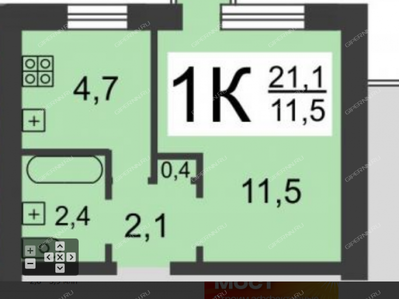 однокомнатная квартира на Кольцевой улице дом 34