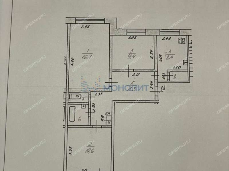 трёхкомнатная квартира в Центральном микрорайоне дом 1 город Выкса