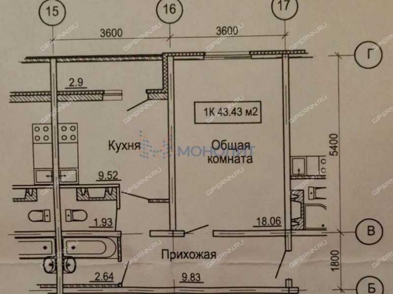 однокомнатная квартира на Бурнаковской улице дом 51