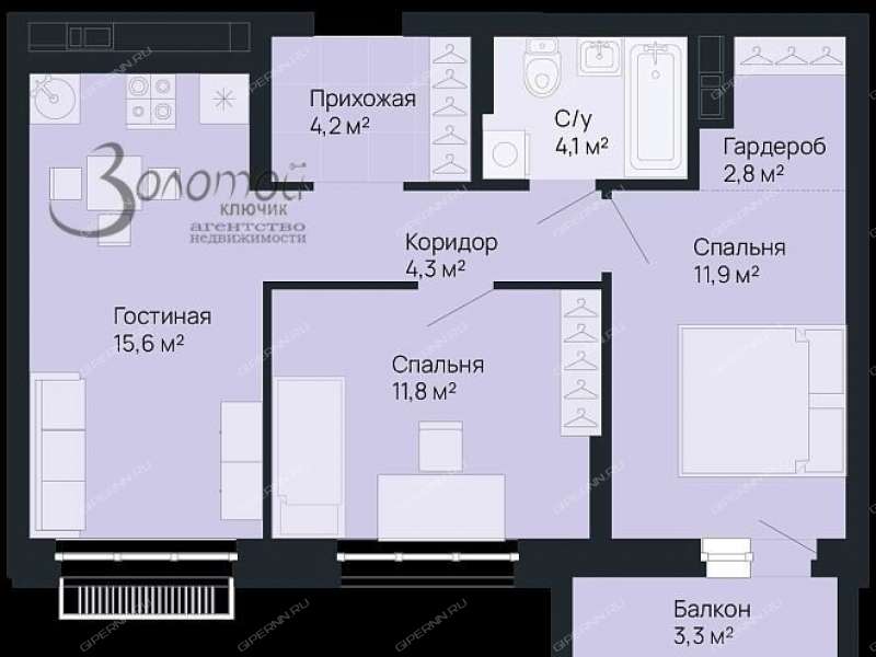 двухкомнатная квартира в новостройке на улице Белинского